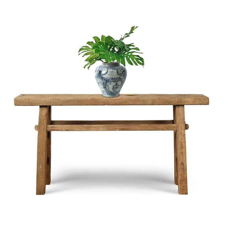 Approx. 63 Inches Long 11.4 Inches Deep Vintage Console Table Weathered Natural image 3
