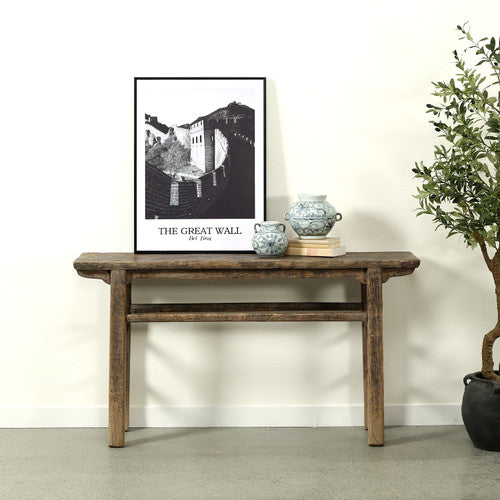 Approx. 67 Inches Long 11 Inches Deep Vintage Console Table Elmwood Weathered Natural image 2