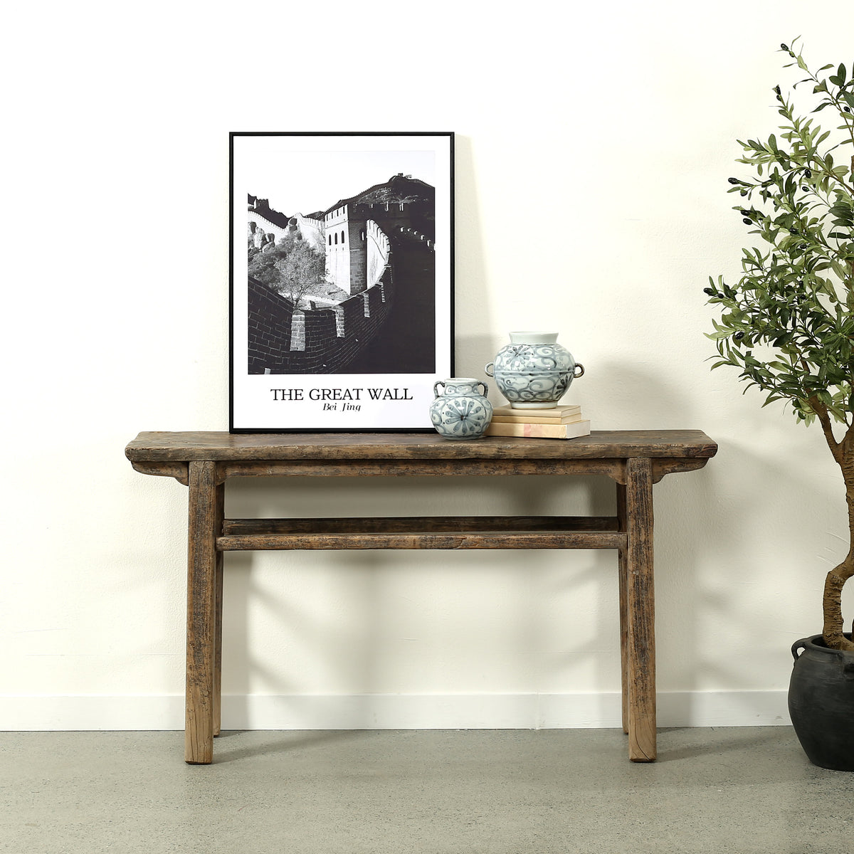 Approx. 59 Inches Long 15 Inches Deep Vintage Console Table Elmwood Weathered Gray
