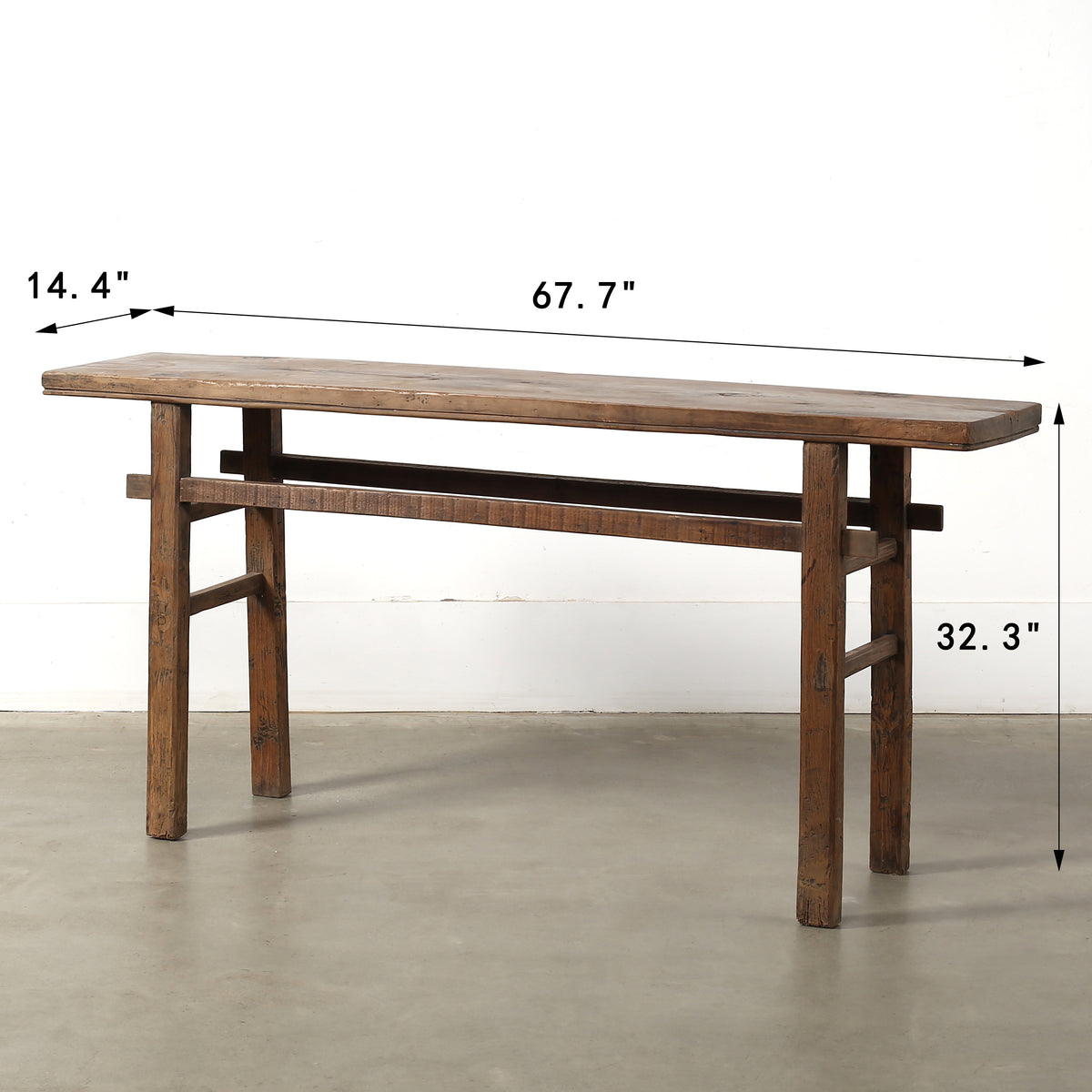 Vintage console table Medium approx. 5-6' long Weathered natural 67.71x14.37x32.28H