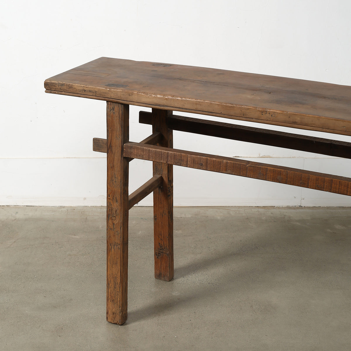 Vintage console table Medium approx. 5-6' long Weathered natural 67.71x14.37x32.28H