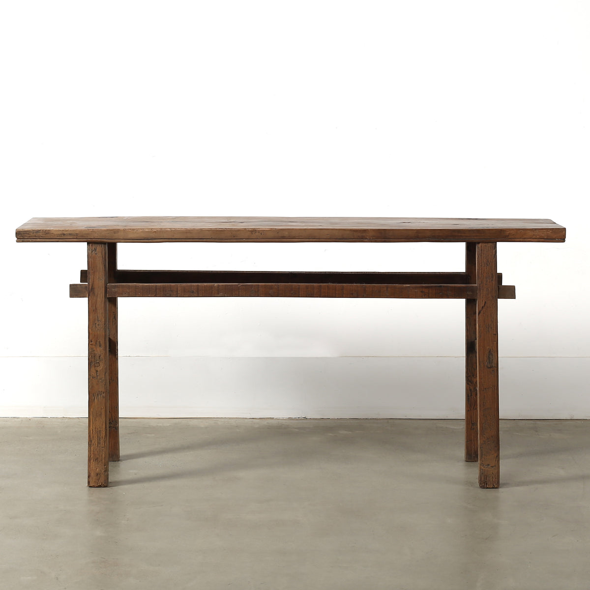 Vintage console table Medium approx. 5-6' long Weathered natural 67.71x14.37x32.28H
