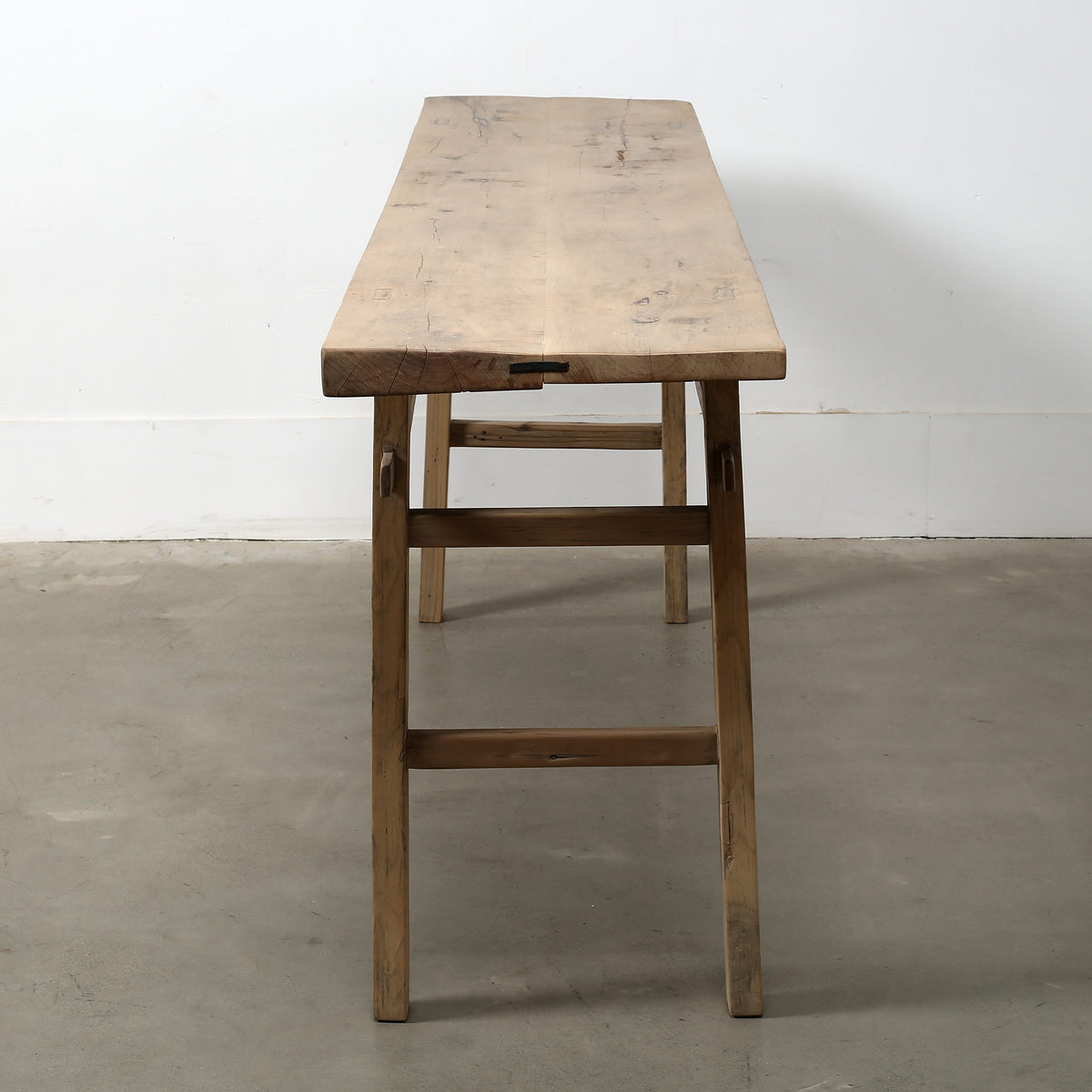 Approx. 85" Long Cotton wood Vintage Console Table Weathered Natural