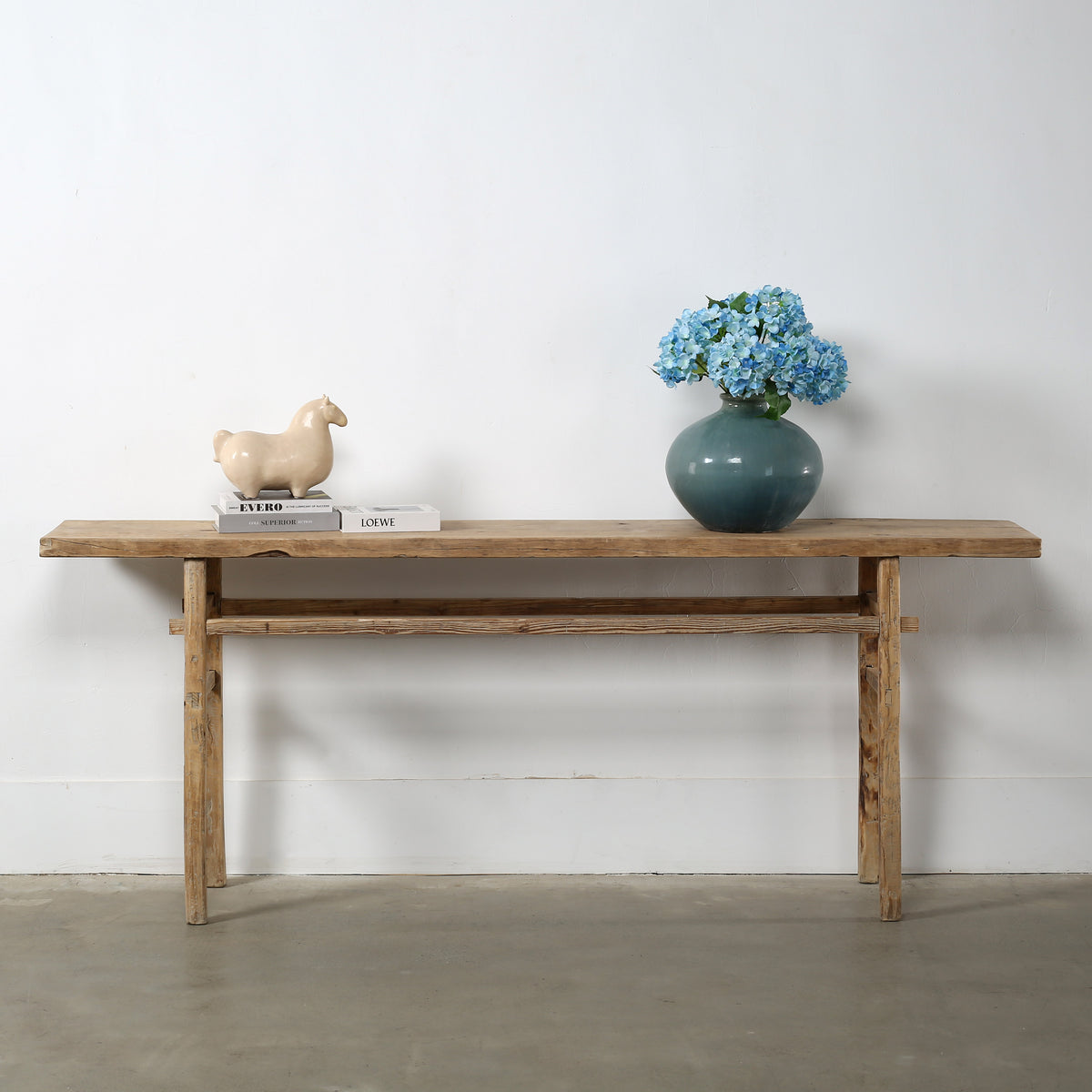 Approx. 87" Long Cotton wood Vintage Console Table Weathered Natural