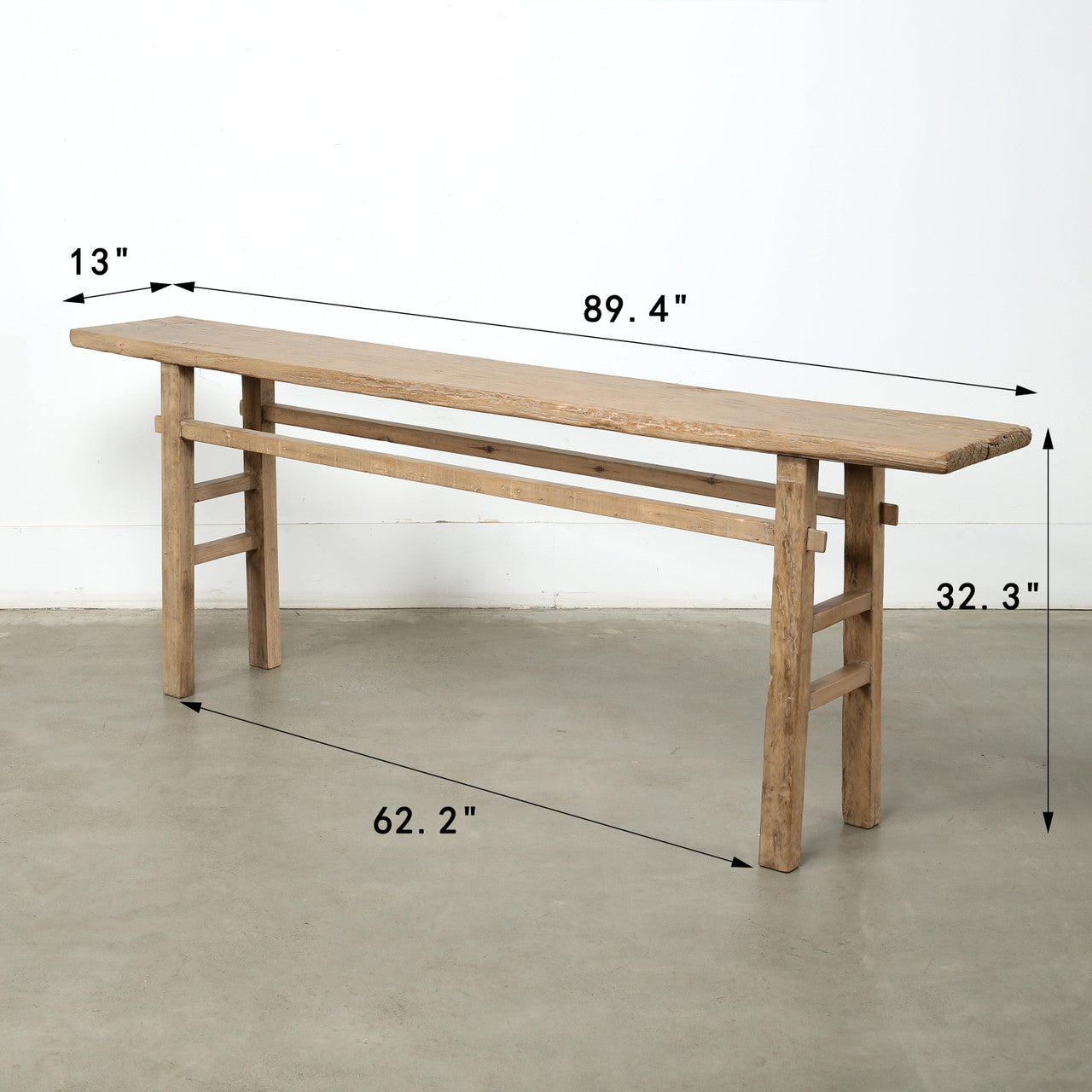 Approx. 89" Long Vintage Console Table Weathered Natural