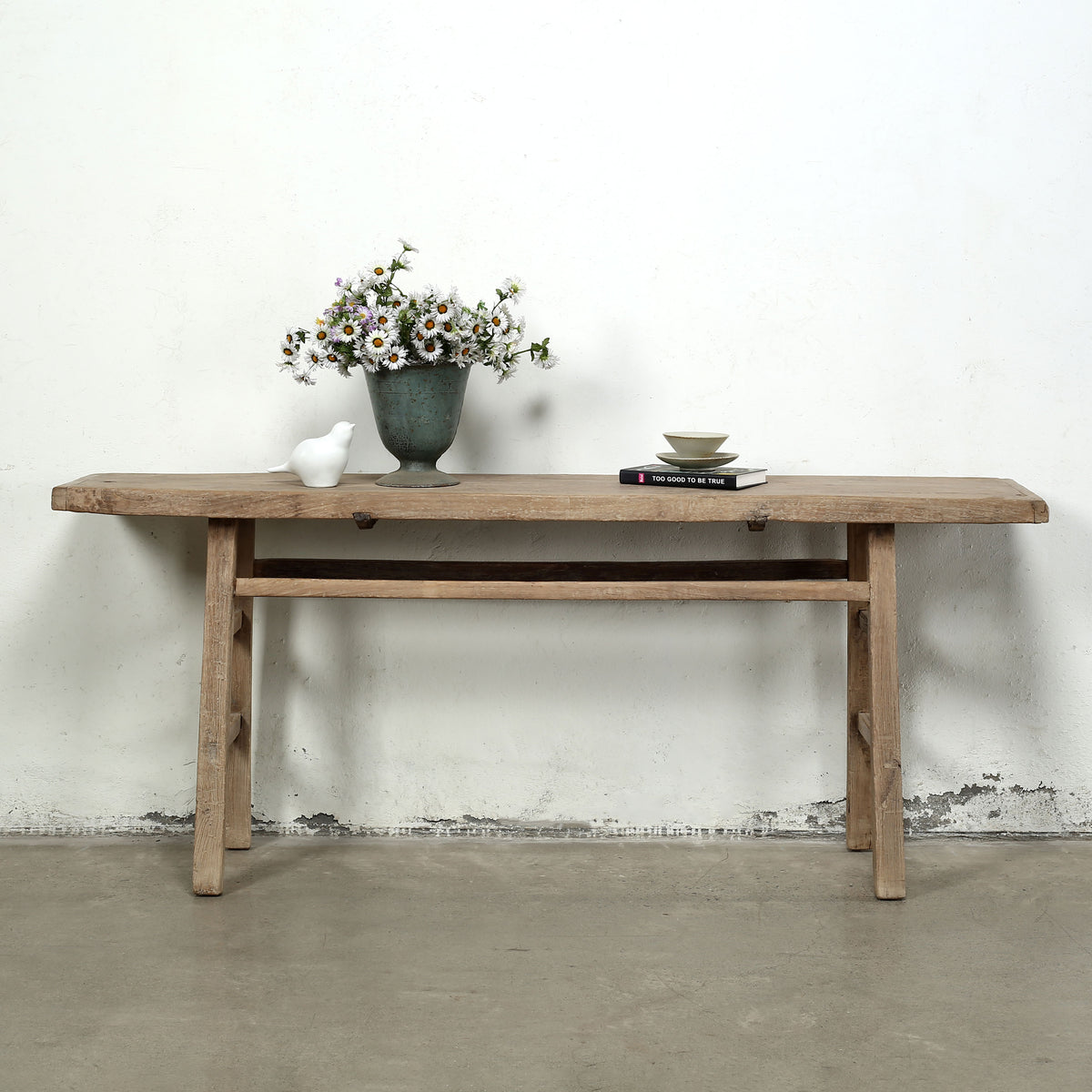 Approx. 80" Long 17" Deep Vintage Console Table Weathered Natural