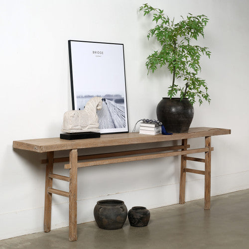 Vintage Console Table Weathered Natural 104x15.6x33.9H Elmwood image 2