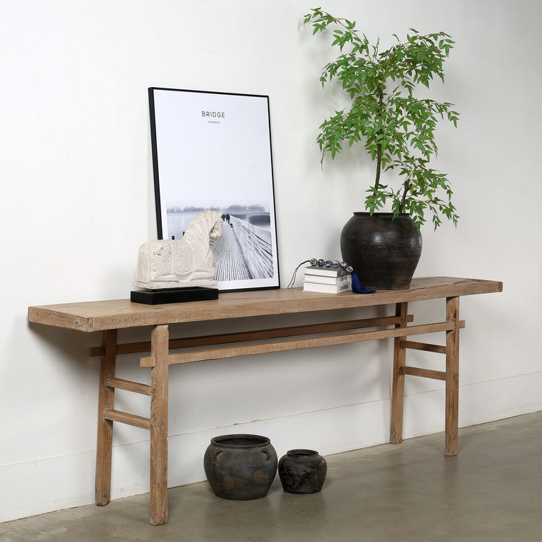 Vintage Console Table Weathered Natural 104x15.6x33.9H Elmwood image 3