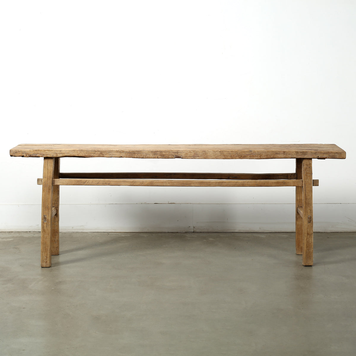 88" Long Elm Wood Vintage Console Table Weathered Natural