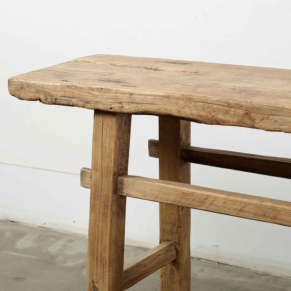 88" Long Elm Wood Vintage Console Table Weathered Natural