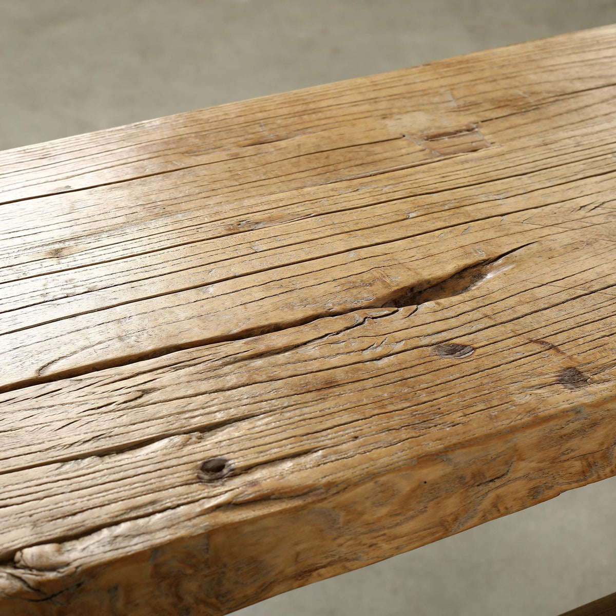 88" Long Elm Wood Vintage Console Table Weathered Natural