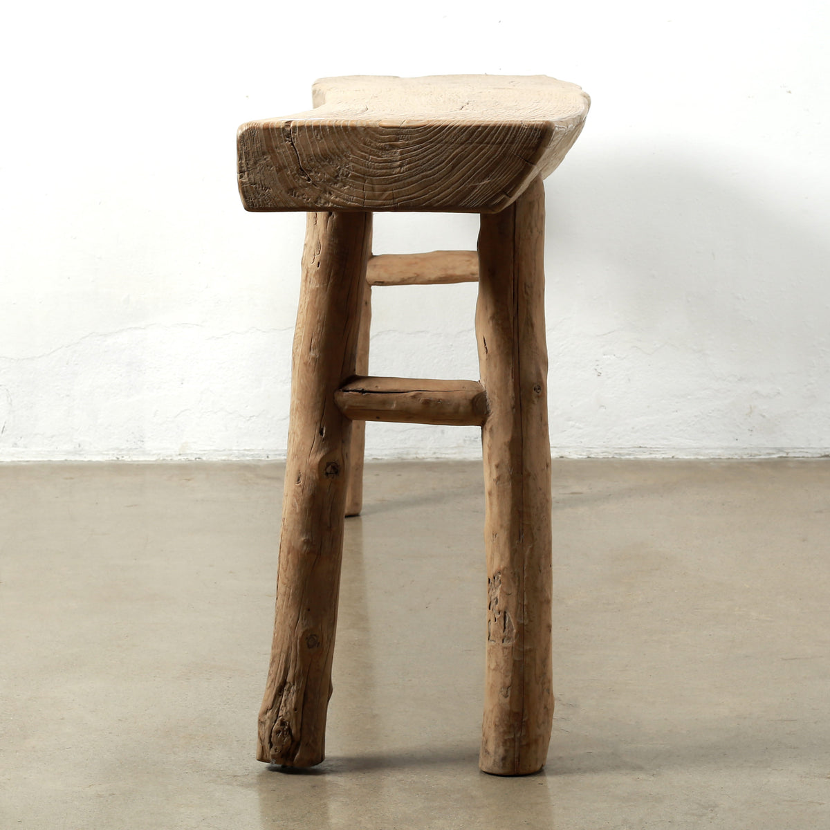 Approx. 94" Long 19" Deep Elm Wood Vintage Console Table Weathered Natural