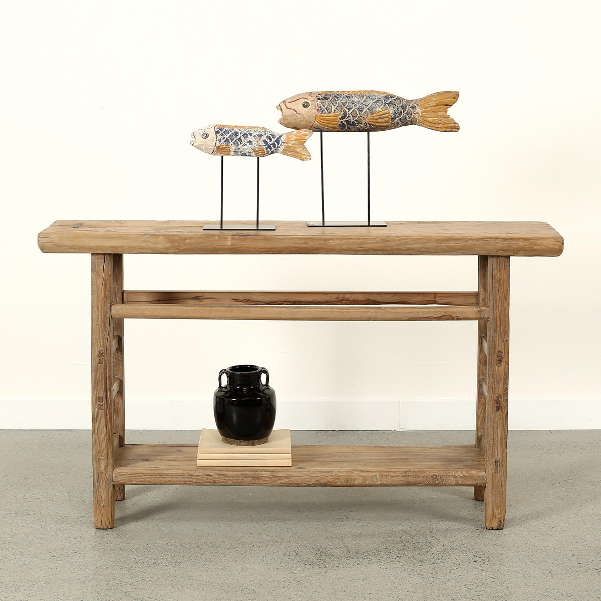 Approx. 50 Inches Long Console with Shelf, Weathered Natural