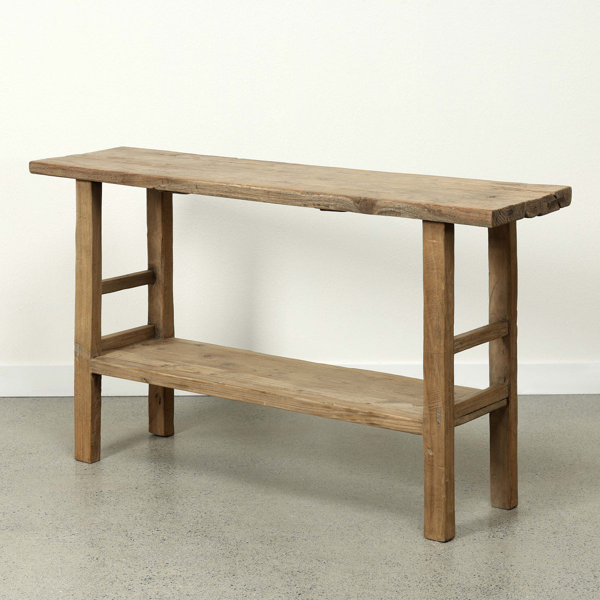 Approx. 56 Inches Long Console with Shelf, Weathered Natural