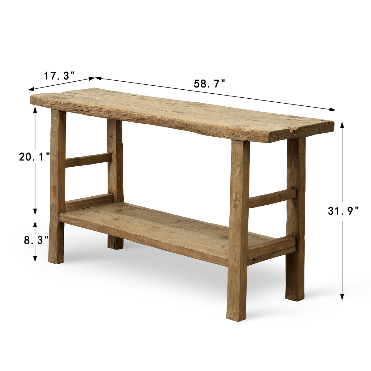 Approx. 58.7" Long 17.3"Deep Console with Shelf, Weathered Natural