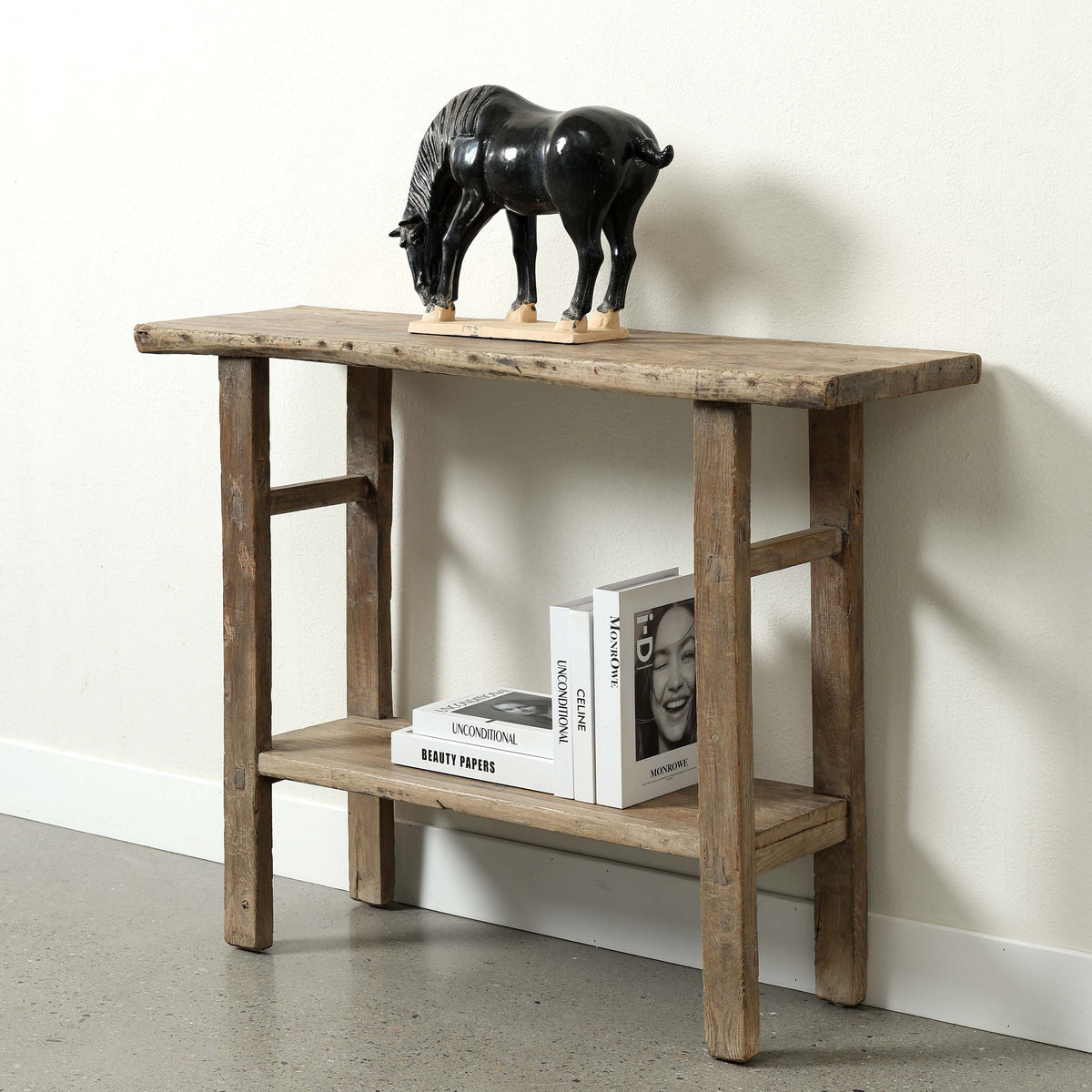 Approx. 44" Long 13"Deep Console with Shelf, Weathered Natural
