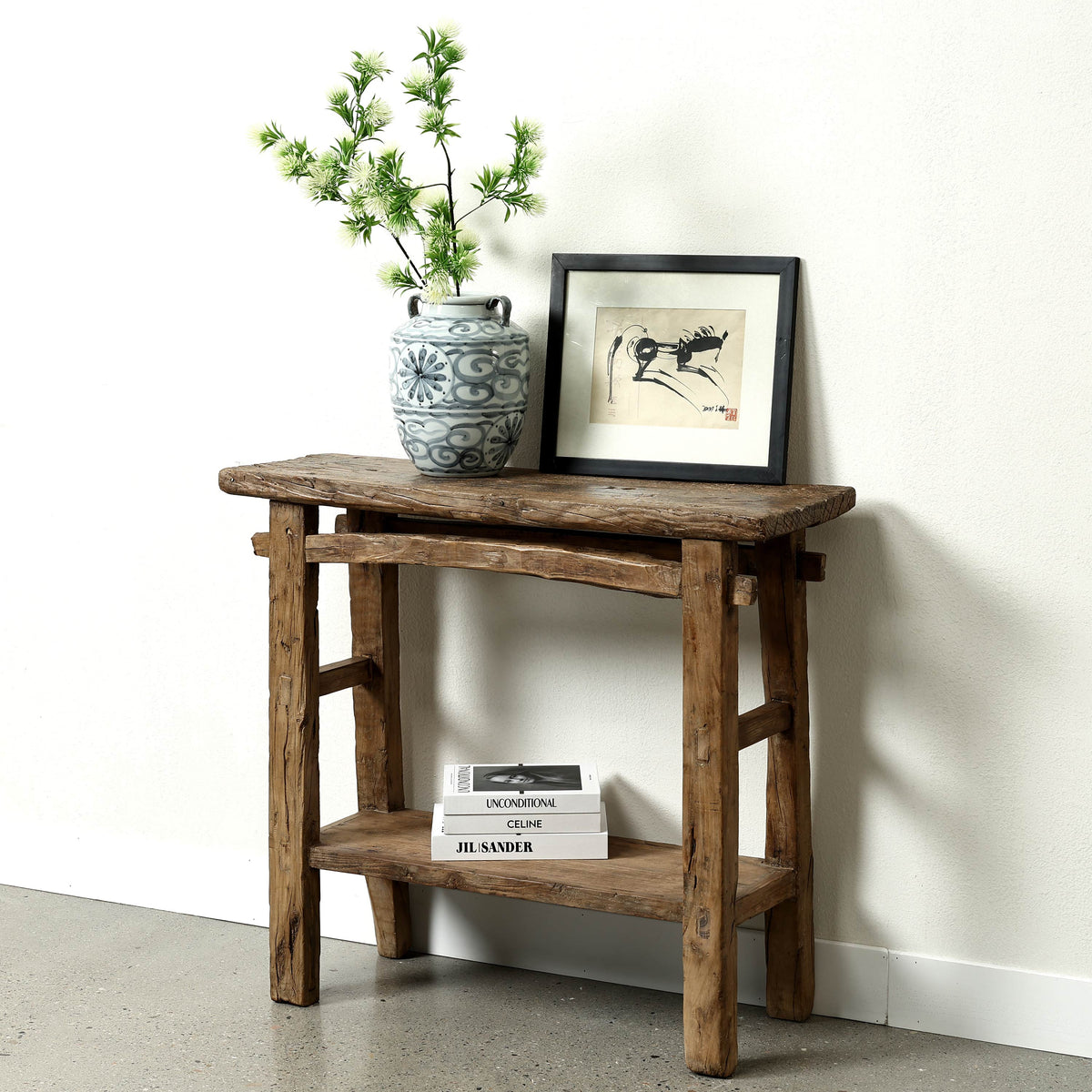 Approx. 37" Long 12"Deep Console with Shelf, Weathered Natural