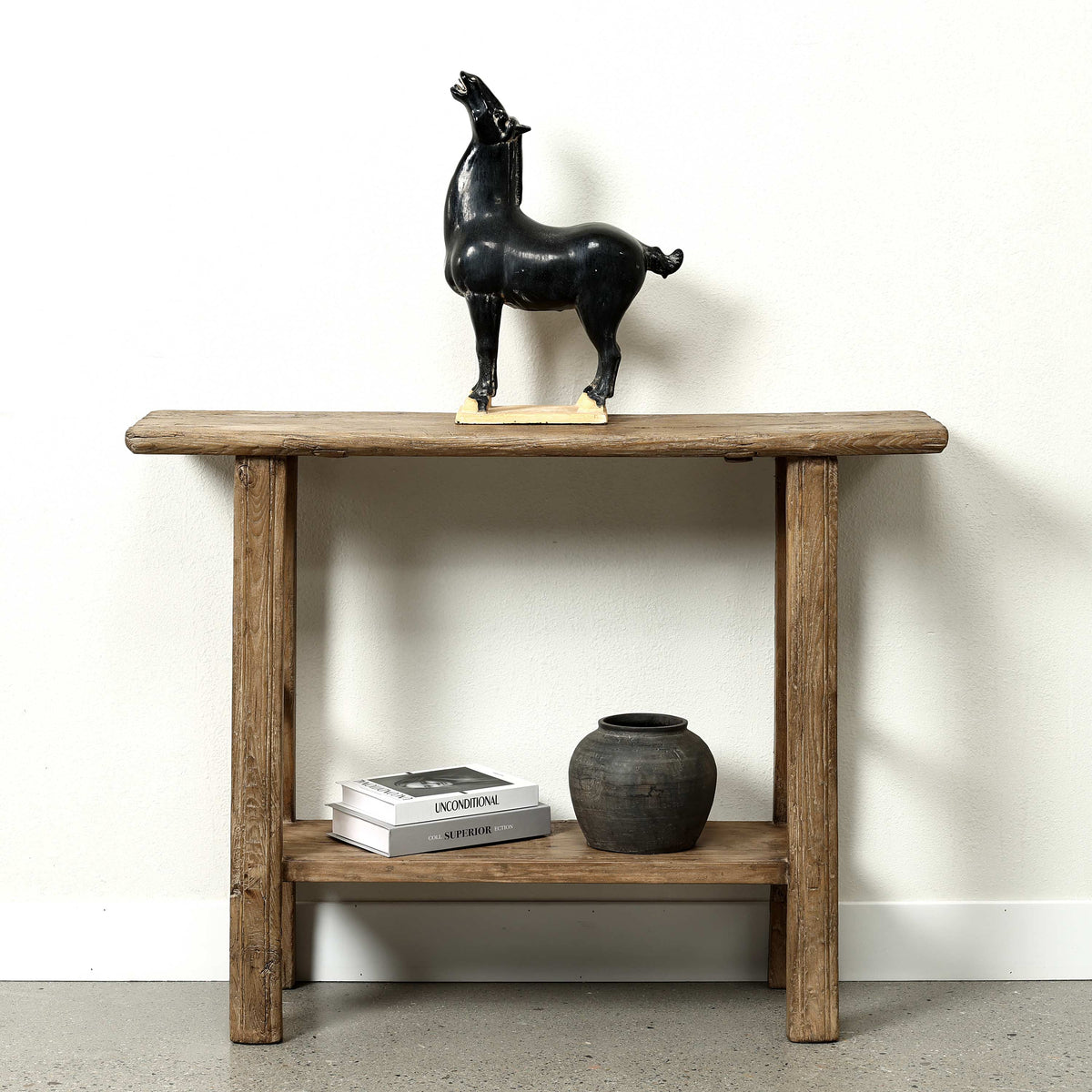 Approx. 44" Long 12"Deep Console with Shelf, Weathered Natural