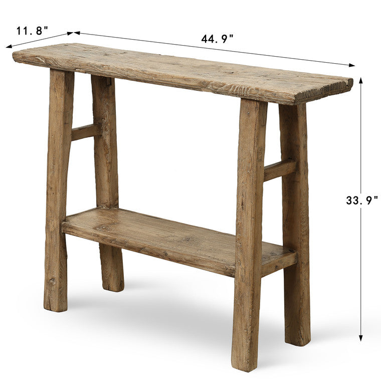 Approx. 44.9 Inches Long Console with Shelf Elmwood Weathered Natural image 3