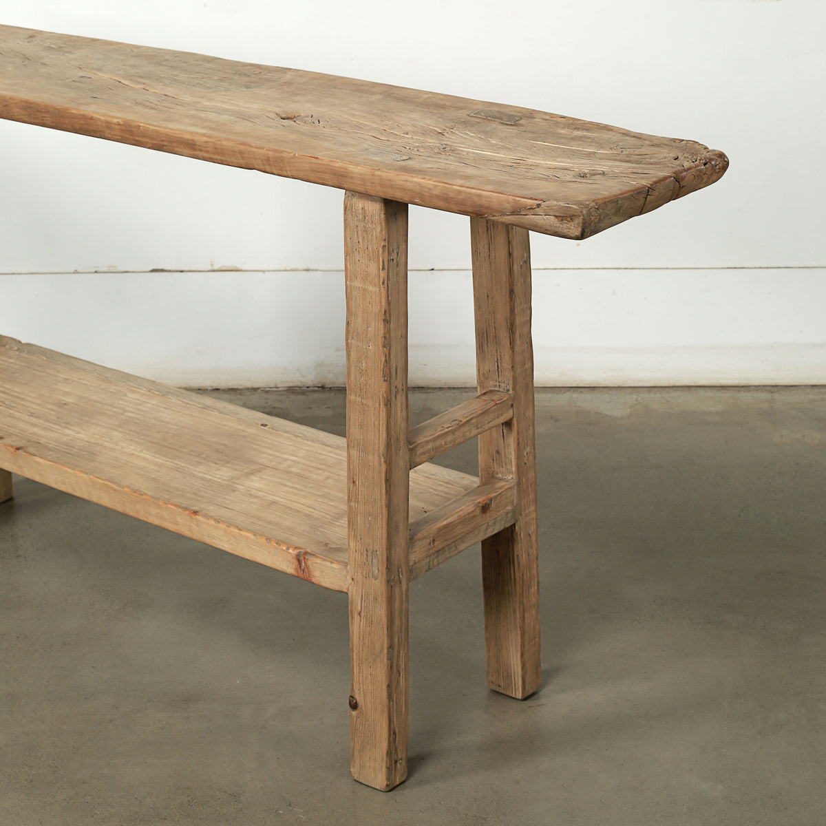 Approx.67 Inches Long Vintage Console with Shelf Neutral Wood Tone