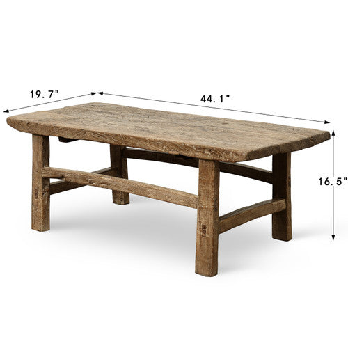 Hermosa Vintage Elmwood Coffee Table Small Weathered Natural 44.1" L x 19.7" W x 16.5" H image 2