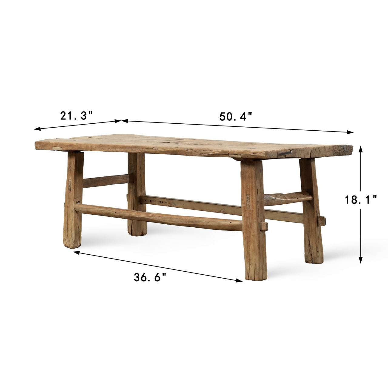 Approx.48-54 Inches Round Vintage Coffee Table Elmwood Weathered Natural image