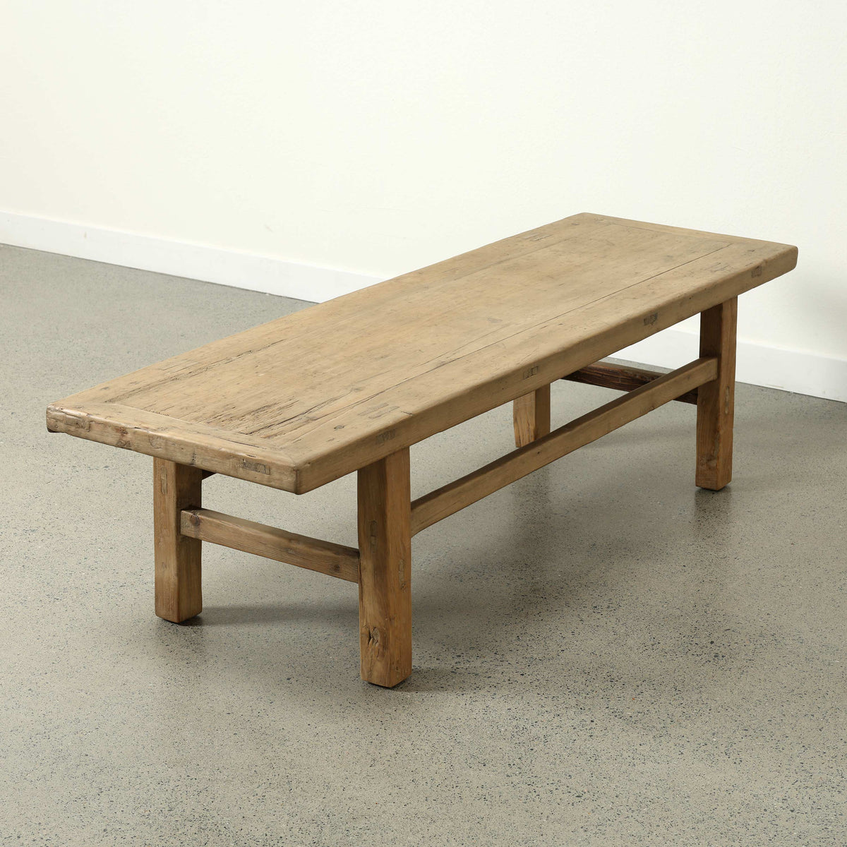 Vintage Coffee Table 57Wx23Dx17H Walnutwood Top Weathered Natural