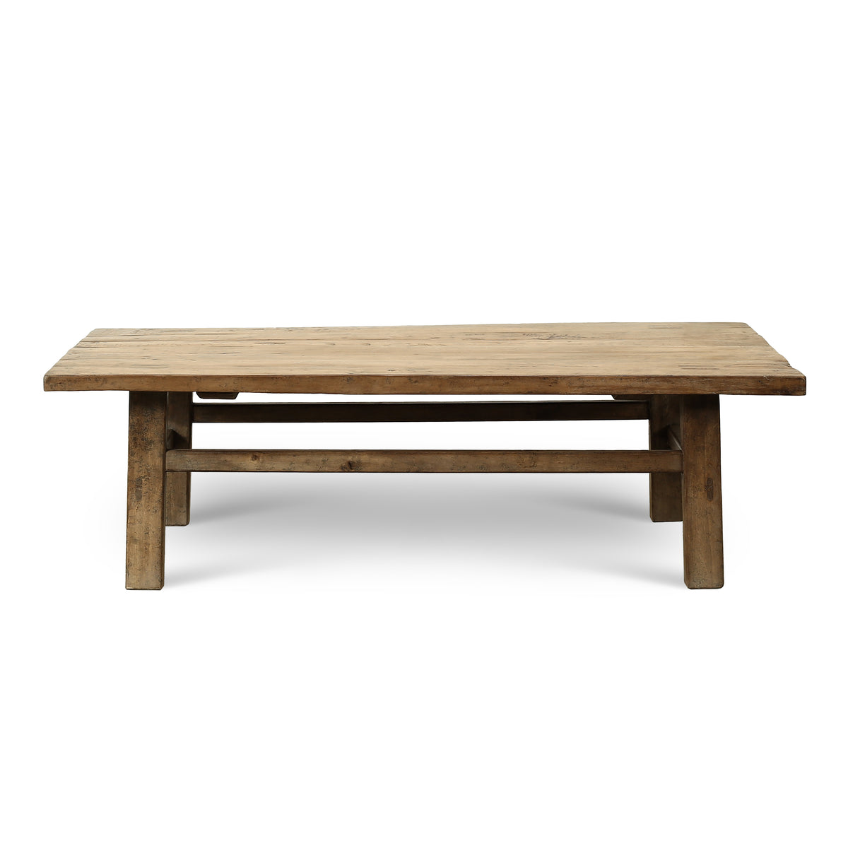Vintage coffee table walnut wood weathered natural 55x29.5x16.5H