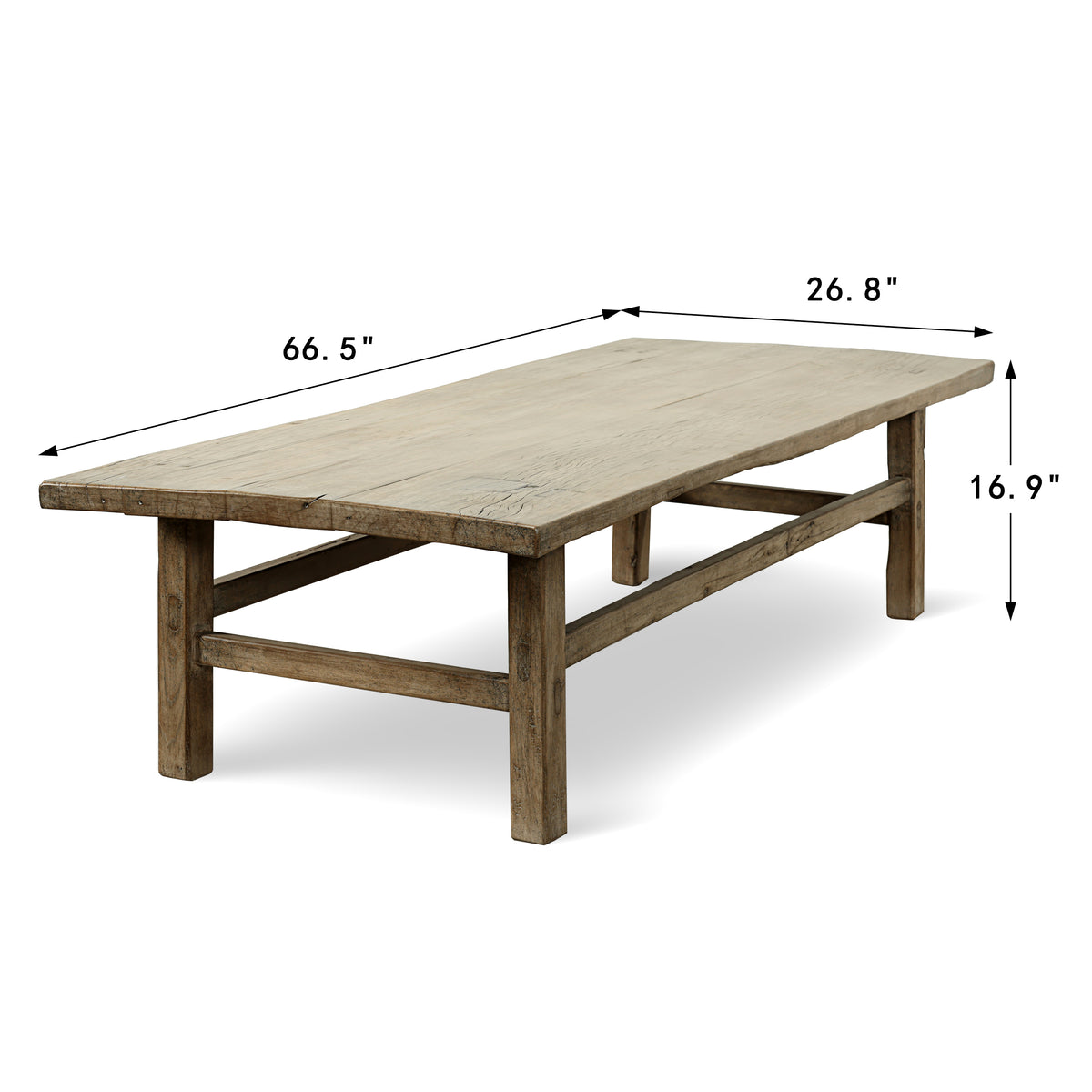 Vintage Coffee Table 66.5x26.8x16.9H Walnutwood Weathered Natural