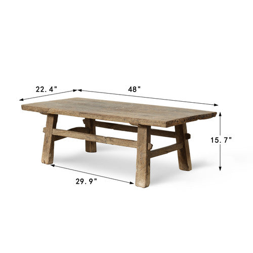 Vintage Coffee Table 48Wx22.4Dx15.7H Elmwood Weathered Natural image 2