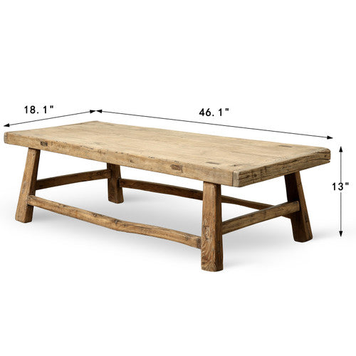 Vintage Coffee Table 46.1"Wx18.1"Dx13"H Pinewood Weathered Natural image 2