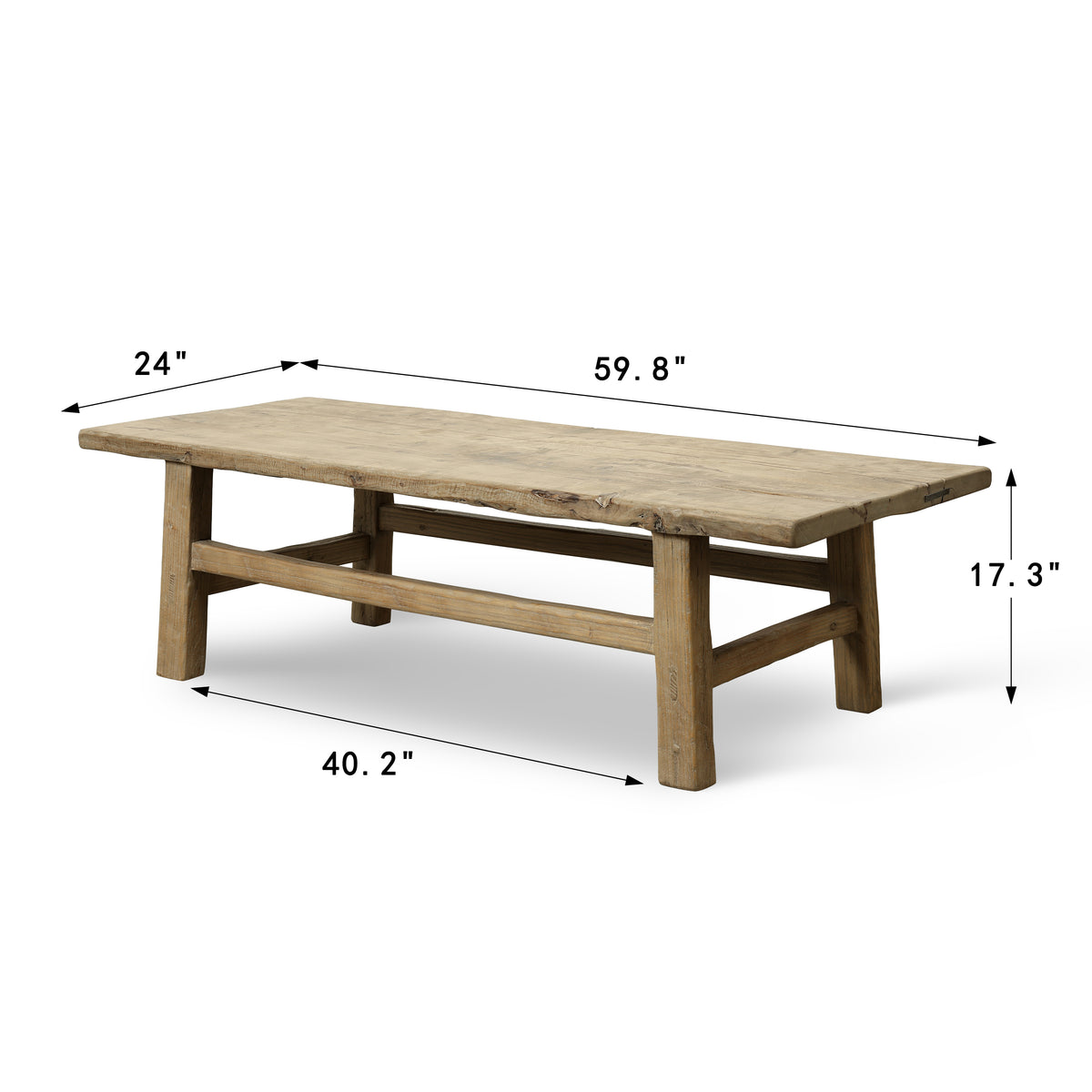 Vintage Coffee Table Approx 60" Long 24 Inches Wide Weathered Natural
