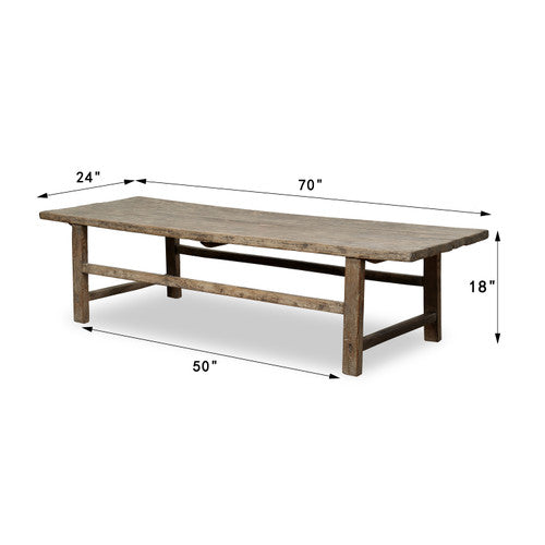 Vintage Coffee Table 70x24x18H Weathered Natural image 2
