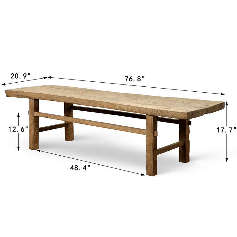 Vintage Coffee Table Weathered Natural 76.8"x20.8"x17.7"H image 3