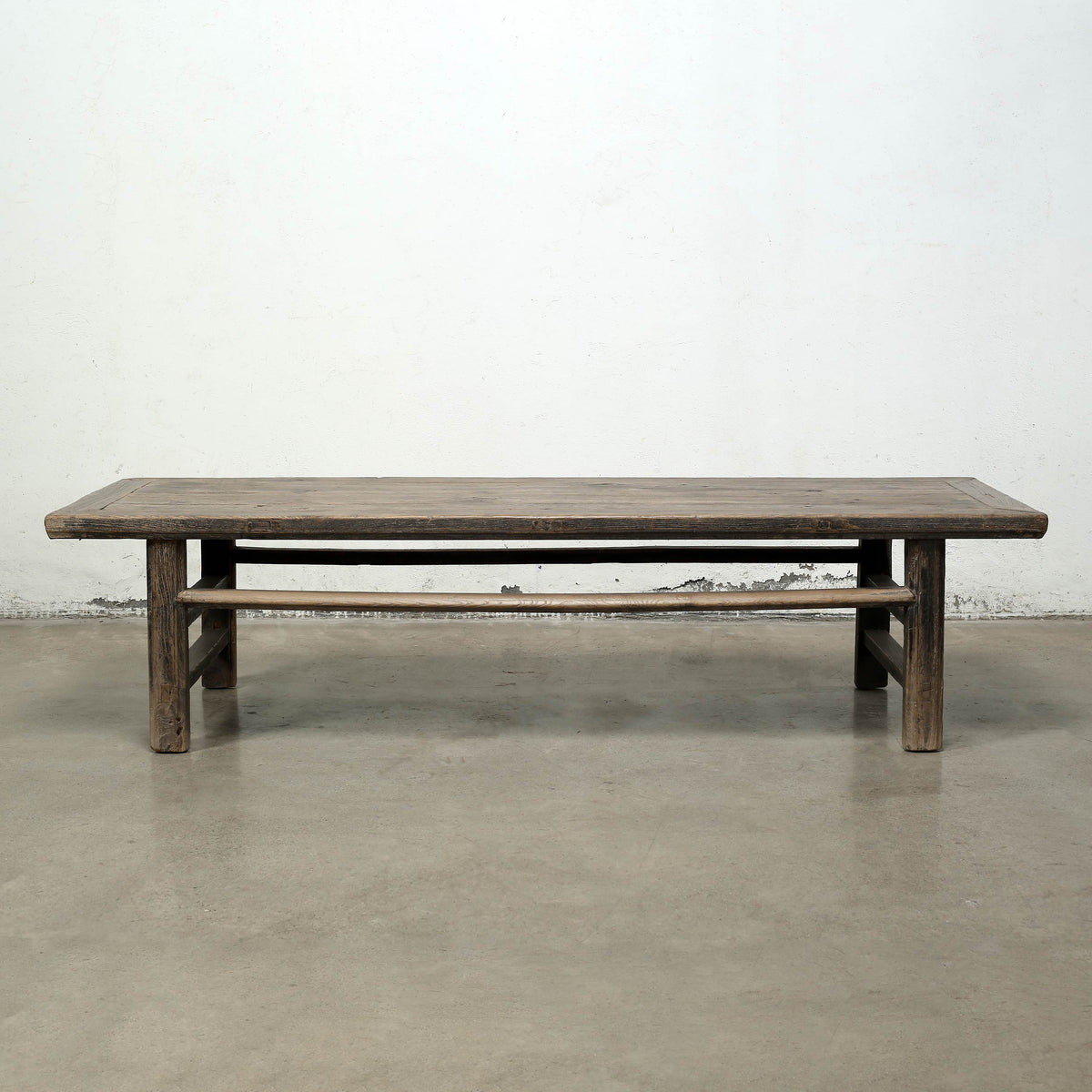 Approx. 76" Long 26" Deep Vintage Coffee Table with Distressed Black Lacquer