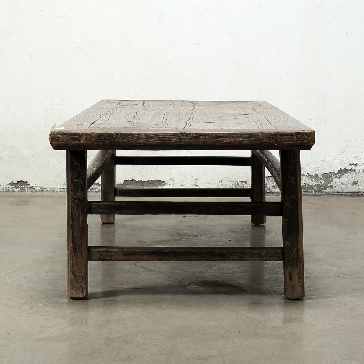 Approx. 76" Long 26" Deep Vintage Coffee Table with Distressed Black Lacquer