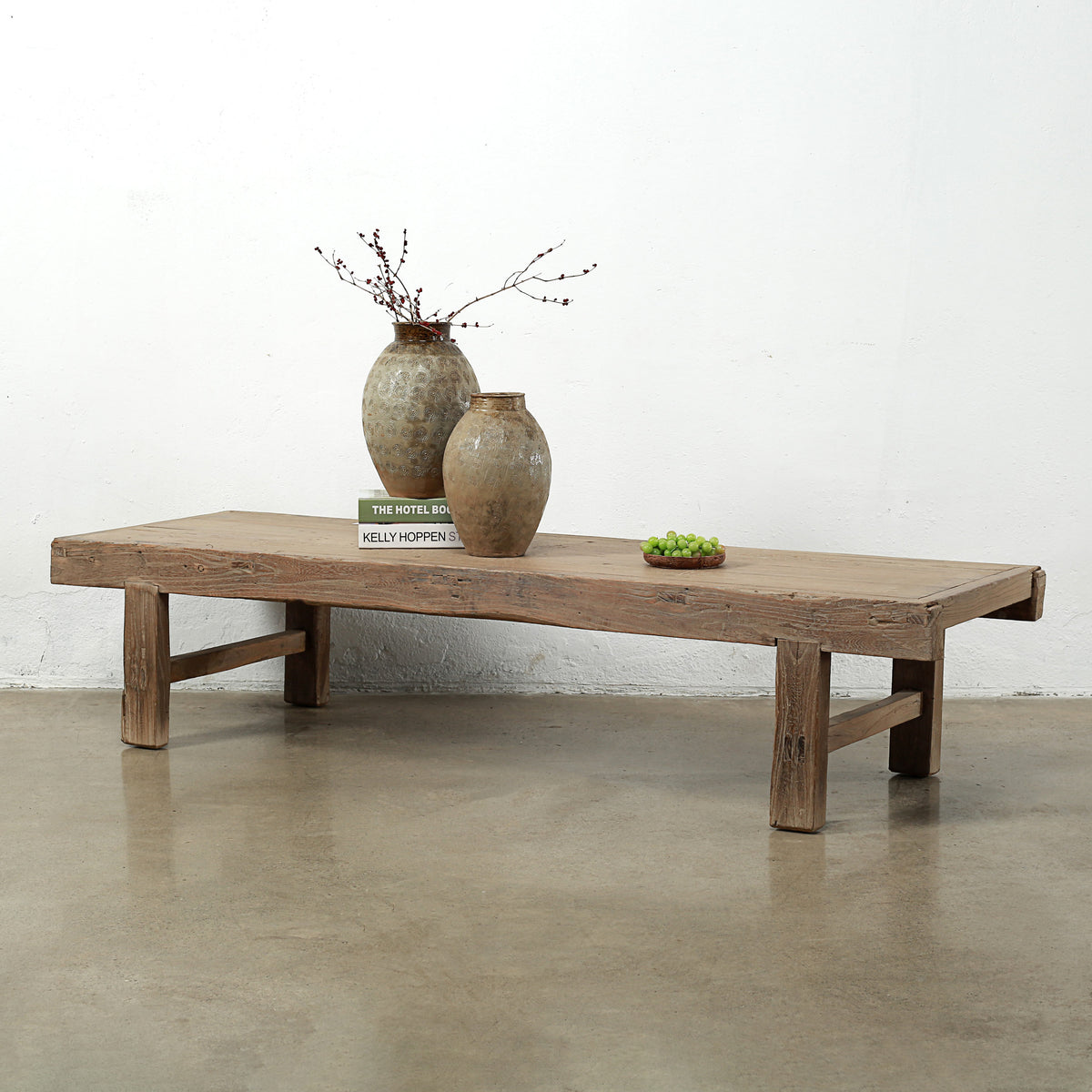 Approx. 78" Long 25" Deep Vintage Coffee Table Weathered Natural Elmwood