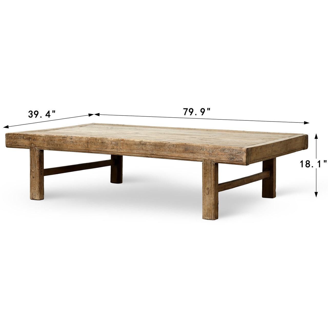 Vintage Coffee Table Weathered Natural 79.9"x39.4"x18.1"H