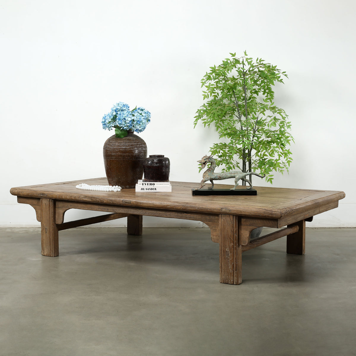 Approx. 91 Inches Wide 48.4 Inches Deep Vintage Extra Large Ming Style Coffee Table Weathered Natural