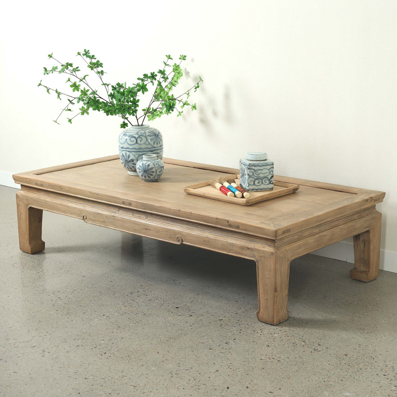 Vintage Extra Large Coffee Table 80.3W 40.2D 19.7H Weathered Natural