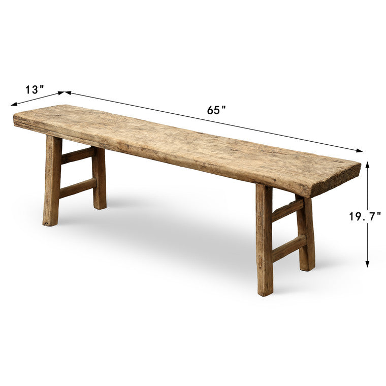 Vintage Bench Approx. 65 Inches Wide 13 Inches Deep Weathered natural image 3