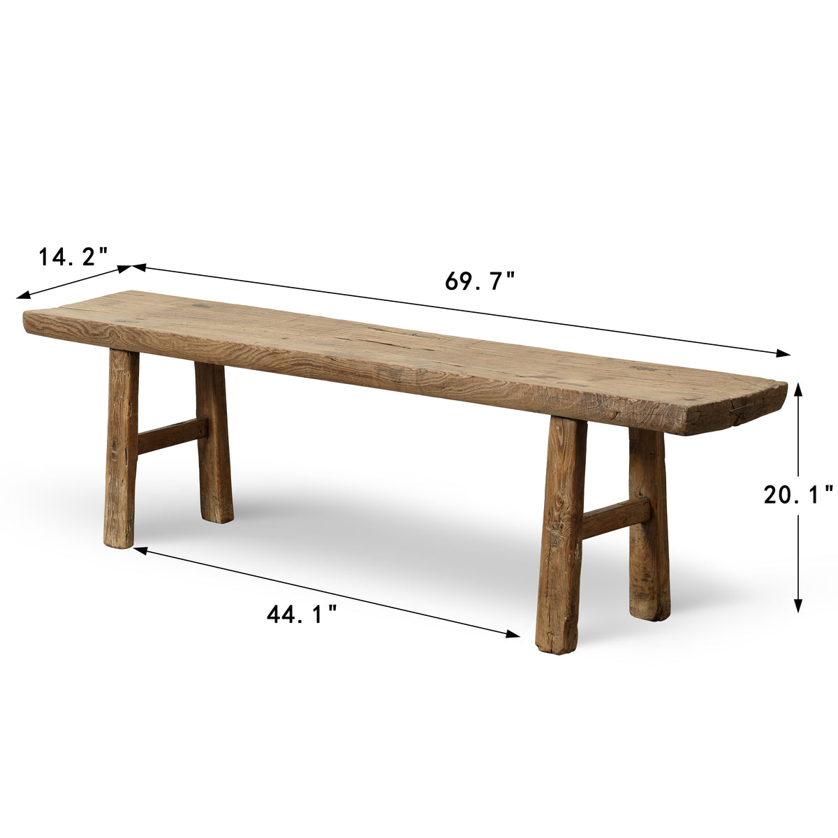 Approx 70" Long 14" Deep Vintage Bench Weathered Natural