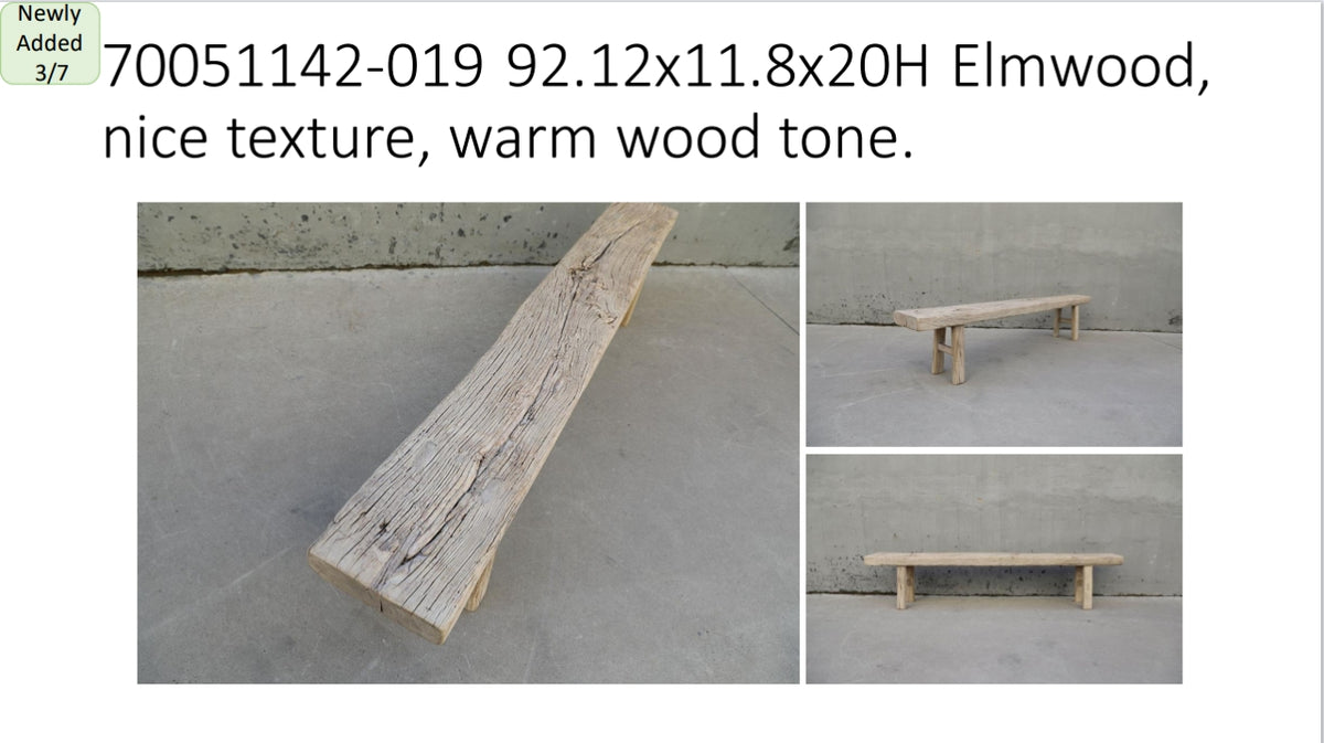 Approx. 92 Inches Long 12 Inches Deep Vintage Bench with Rustic Texture