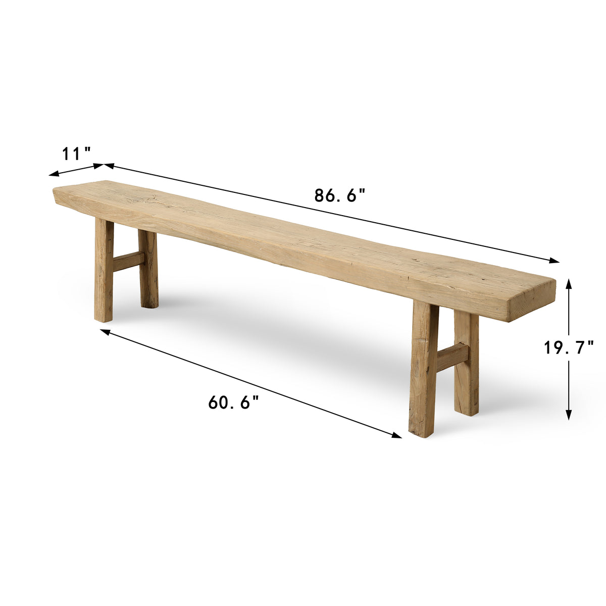 Approx. 87 Inches Long 11 Inches Deep Vintage Rustic Bench Weathered Nature