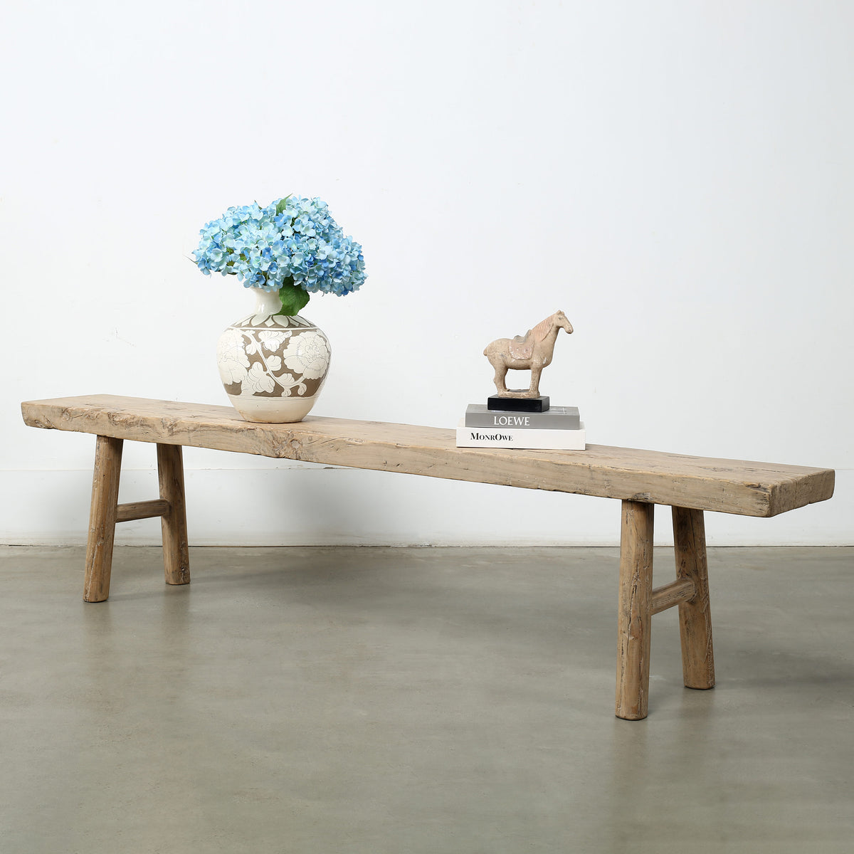 Vintage Bench Large Elmwood 84x11.8x19.7H Weathered Natural Excellent Top