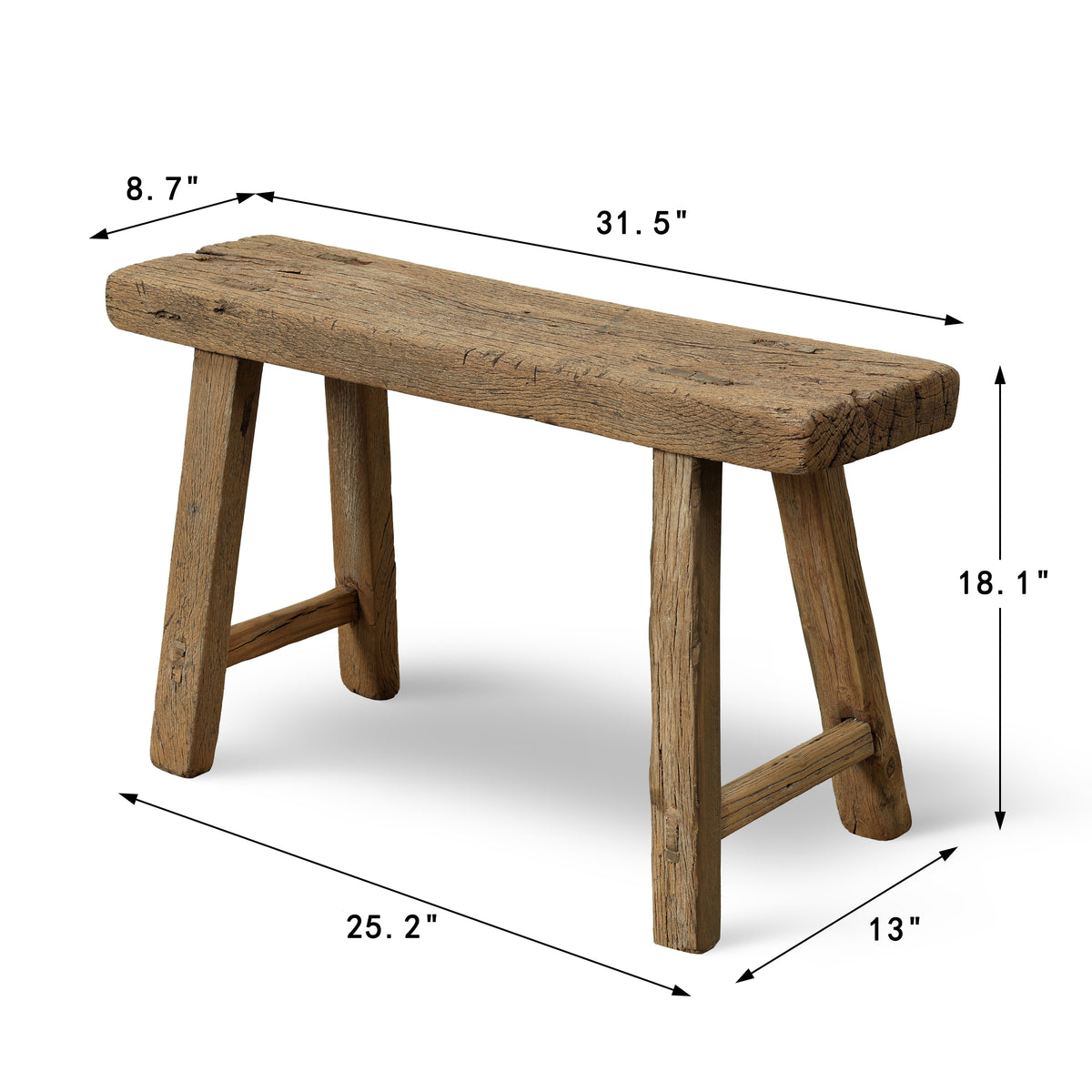 Approx. 32" Long Vintage Mini Bench Weathered Natural