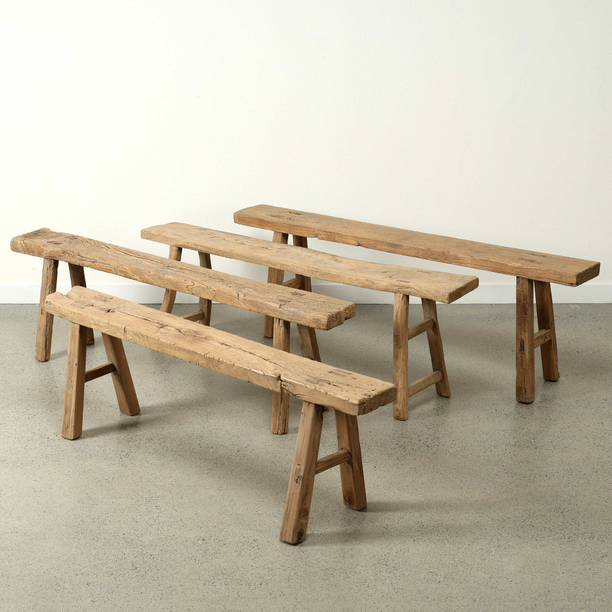 Vintage noodle bench Approx 55-65 inches long (size and finish vary)