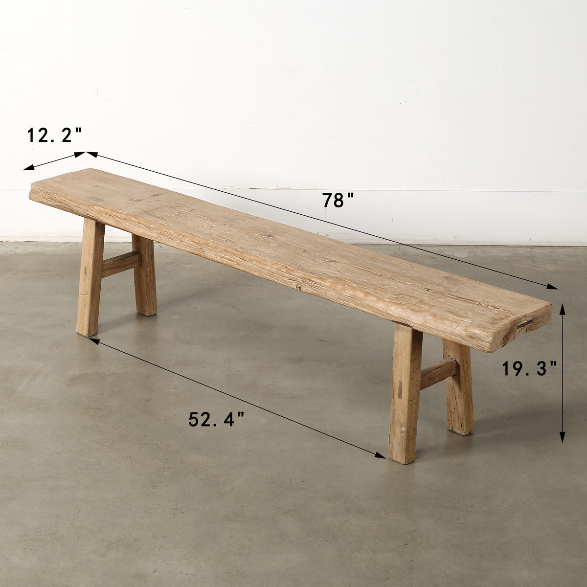 Approx.75-90 Inches Long 12 Inches Deep Hermosa Entryway Bench Weathered Natural 78x12X19H