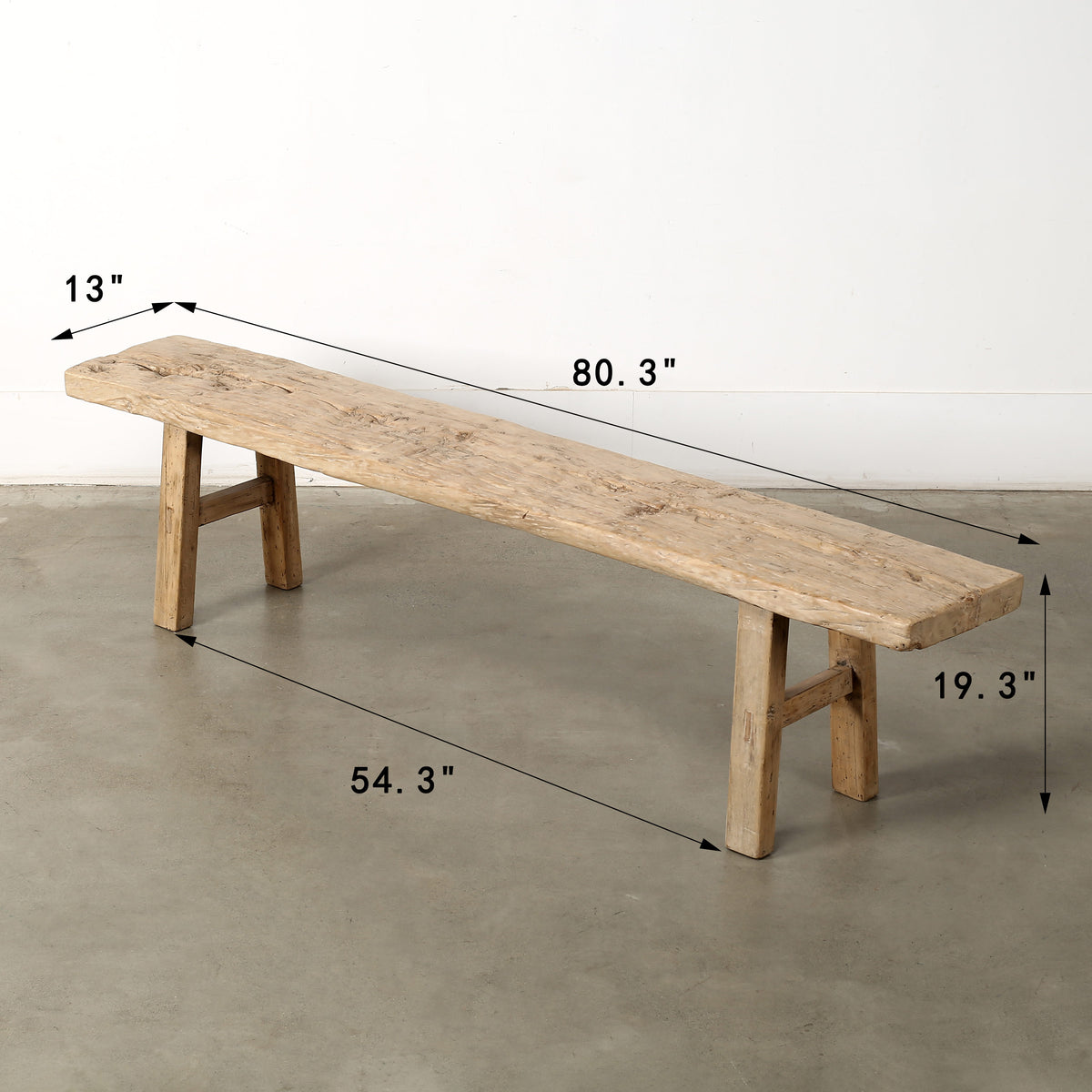 Approx.75-90 Inches Long 12 Inches Deep Hermosa Entryway Bench Weathered Natural 80x13X19H