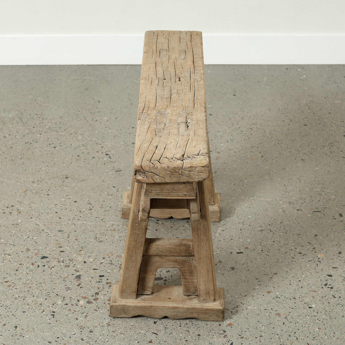 Approx. 26 Inches Long Vintage Mini Bench with Carved Lucky Cloud Panel